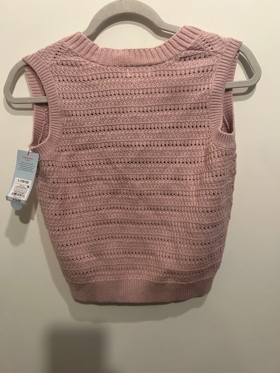 Cat & Jack Dusty Pink Knit Buttoned V-Neck Vest - Picture 3 of 3